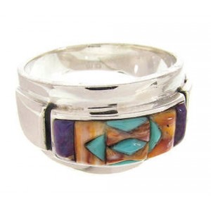 Multicolor Southwestern Silver Ring Size 7-3/4 XS58043
