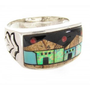 Multicolor Native American Village Design Ring Size 10-3/4 YS67177