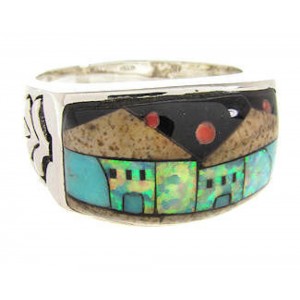 Native American Village Design Multicolor Ring Size 12-1/4 YS67243 