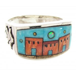 Native American Design Silver Multicolor Ring Size 11-1/2 YS67249