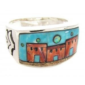 Native American Village Design Multicolor Ring Size 11-1/2 YS67261