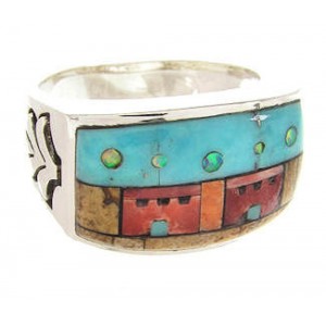 Native American Design Multicolor Jewelry Ring Size 9-3/4 YS67276 