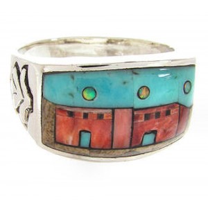 Native American Design Jewelry Multicolor Ring Size 12-3/4 YS67286 