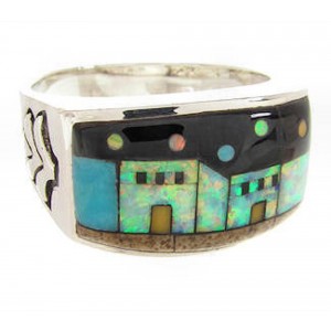 Native American Design Jewelry Multicolor Ring Size 9-1/2 YS67293 