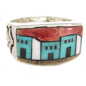 Silver Native American Design Multicolor Ring Size 12-1/4 YS67316