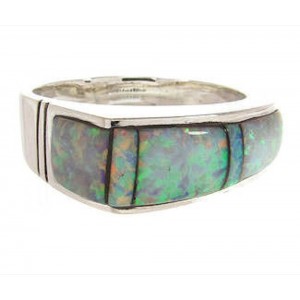 Southwest Sterling Silver Opal Inlay Ring Size 6 YS58859