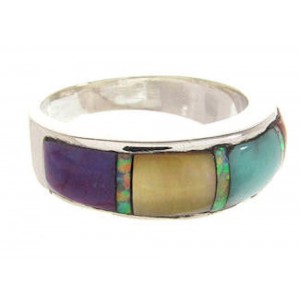 Multicolor Jewelry Inlay Sterling Silver Ring Size 6-3/4  BS59048