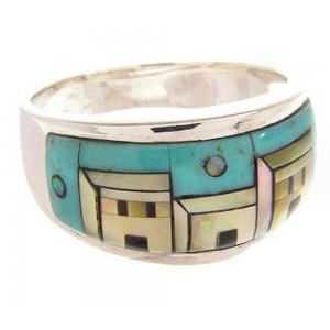 Multicolor Native American Pueblo Design Ring Size 7-3/4 JW65840