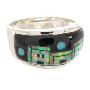 Silver Multicolor Native American Design Ring Size 8-1/2 JW65694