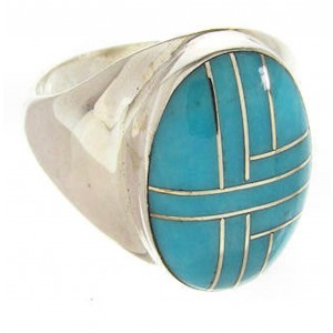 Genuine Sterling Silver Turquoise Ring Size 8-1/2 Jewelry GS58113