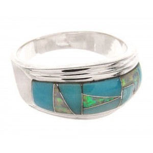 Turquoise and Opal Inlay Southwest Jewelry Ring Size 5-3/4 IS57788