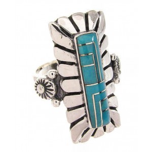 Sterling Silver Turquoise Inlay Ring Size 6-1/4 OS59297