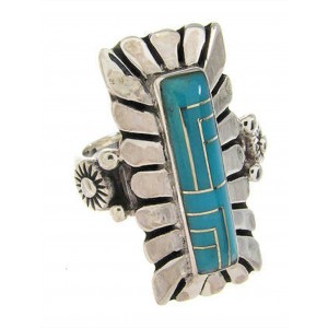 Genuine Sterling Silver Turquoise Southwest Ring Size 7-3/4 OS59341