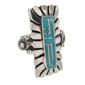Sterling Silver Southwest Turquoise Inlay Ring Size 8 OS59393