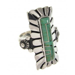 Genuine Sterling Silver Turquoise Inlay Ring Size 5-1/4 OS59459 