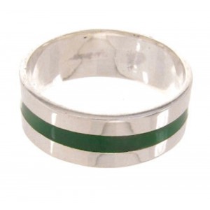 Malachite Southwestern Sterling Silver Ring Band Size 7-1/4 PS59537
