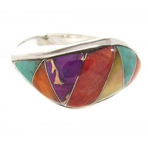 Silver And Multicolor Southwest Ring Jewelry Size 6-3/4 IS60022