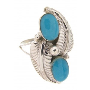 Southwest Turquoise Sterling Silver Ring Size 6-1/2 OS58852