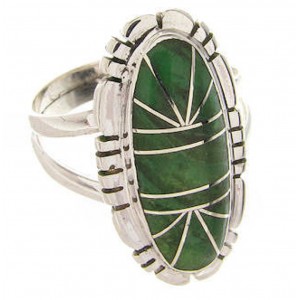 Sterling Silver Green Agate Southwest Jewelry Ring Size 5-1/4 YS60091