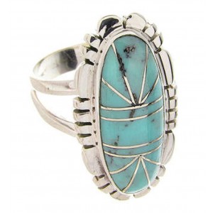 Sterling Silver And Turquoise Southwestern Ring Size 6-3/4 YS60114