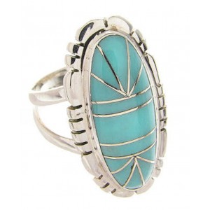 Turquoise Southwestern Sterling Silver Jewelry Ring Size 6-1/4 YS60142