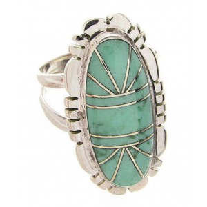 Southwest Turquoise Sterling Silver Inlay Ring Size 4-3/4 YS60171