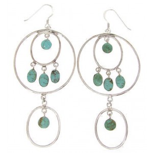 Southwest Turquoise And Sterling Silver Hook Earrings IS59695