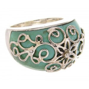 Southwestern Sterling Silver Turquoise Jewelry Ring Size 6-1/4 YS60989