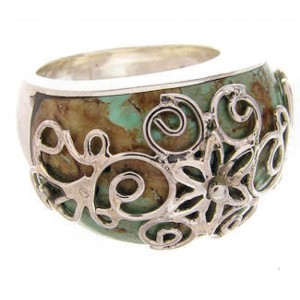 Southwestern Sterling Silver Turquoise Jewelry Ring Size 4-3/4 YS61031