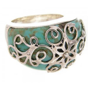 Southwestern Sterling Silver Turquoise Jewelry Ring Size 5-1/2 YS61034