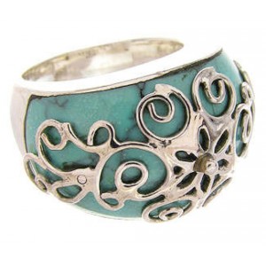 Silver Turquoise Jewelry Southwestern Ring Size 4-3/4 YS61070