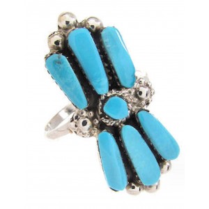 Zuni Turquoise And Sterling Silver Ring Size 6-1/2 RX111808