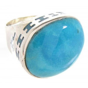 Turquoise Inlay Genuine Sterling Silver Ring Size 5-3/4 OS59750