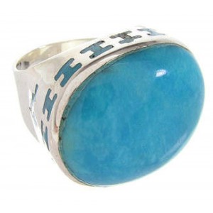 Turquoise Inlay Sterling Silver Ring Size 5-3/4 OS59787