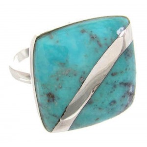 Southwest Turquoise Sterling Silver Ring Size 6-1/4 MW63730