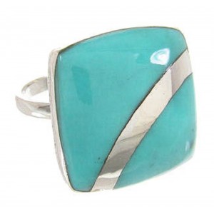 Sterling Silver Jewelry Southwest Turquoise Ring Size 5-1/4 MW63830
