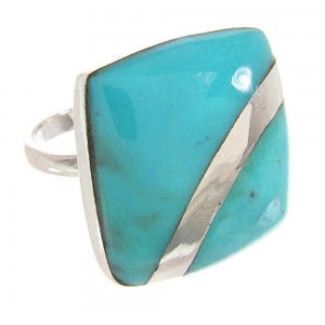 Silver Jewelry Southwest Turquoise Ring Size 5-1/4 MW63838