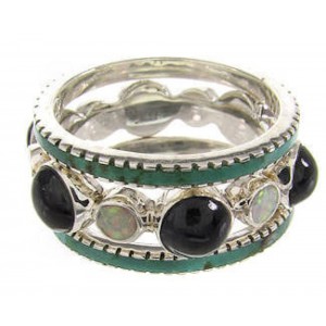 Silver Southwest Multicolor Stackable Ring Set Size 7-3/4 BW64011