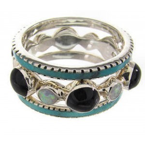 Multicolor Silver Southwest Stackable Ring Set Size 4-3/4 BW64073