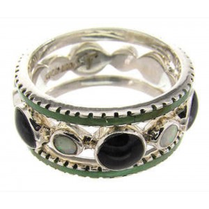 Southwest Silver Multicolor Stackable Ring Set Size 7-3/4 BW64295