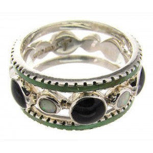 Silver Multicolor Southwest Stackable Ring Set Size 6-1/4 BW64309