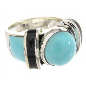 Turquoise And Jet Southwestern Jewelry Ring Size 5-1/2 BW62656