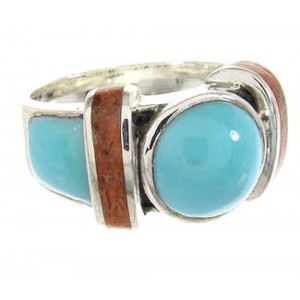 Turquoise And Apple Coral Southwest Ring Size 5-1/4 BW62734 