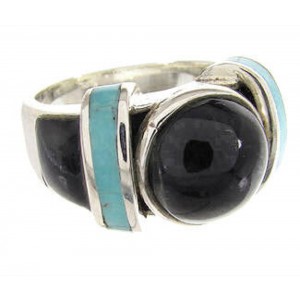 Turquoise And Jet Southwest Jewelry Ring Size 5-1/4 BW62788