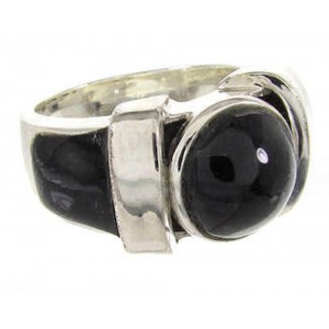 Genuine Sterling Silver And Jet Ring Size 8-1/4  BW62881