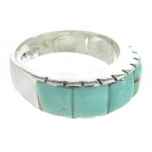 Turquoise Inlay Sterling Silver Southwestern Ring Size 6-1/2 CW63638