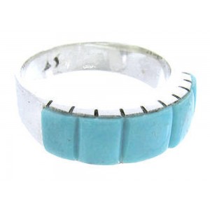 Southwestern Silver And Turquoise Ring Size 7-3/4 CW63679