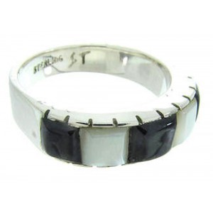 Jet And Mother Of Pearl Inlay Ring Size 6-3/4 AW63734