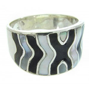 Jet Mother Of Pearl Sterling Silver Ring Size 7-3/4 AW63784