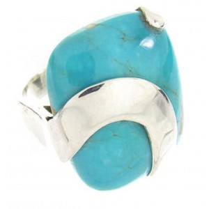 Silver And Turquoise Southwest Ring Jewelry Size 4-3/4 IS61213